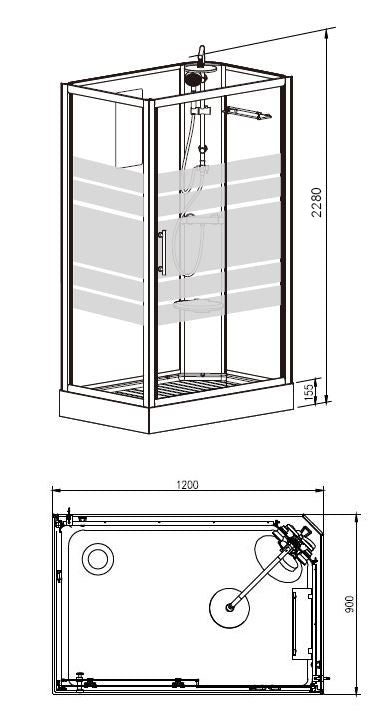 Thermo Komplett Duschkabine Wiesbaden 120X90X218 Cm, 5Mm (Rechts)