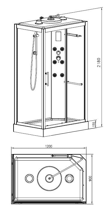 Sunshine Complete Duschkabine Wiesbaden 120X90X218 Cm mit 5Mm (Rechts)