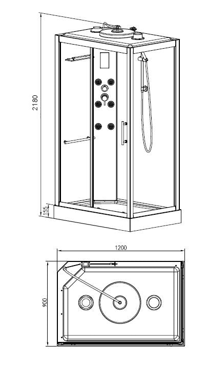 Sunshine Komplett-Dusche Wiesbaden 120X90X218 Cm in 5Mm (Links)