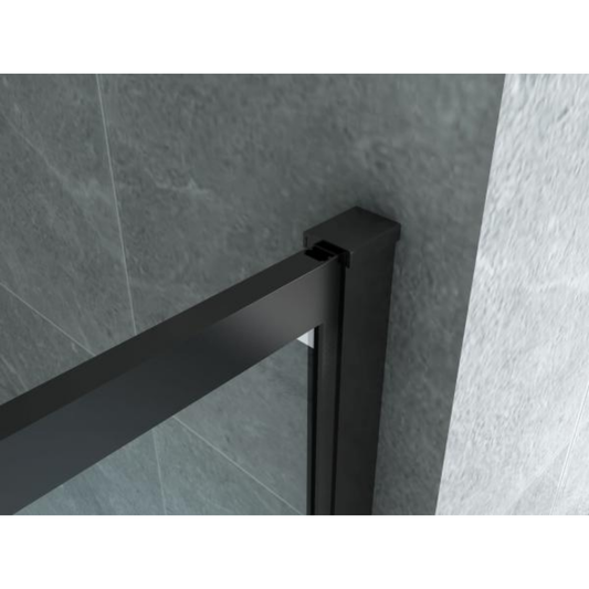 ALONI inloopdouchewand mat zwart raster – 8 mm veiligheidsglas