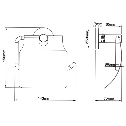 Aloni toiletrolhouder met klep