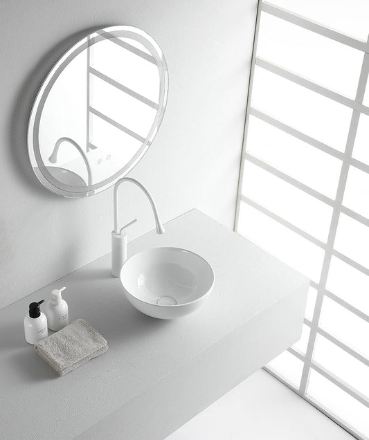 Luna waskom rond 32,5 x 14 cm keramiek glans wit