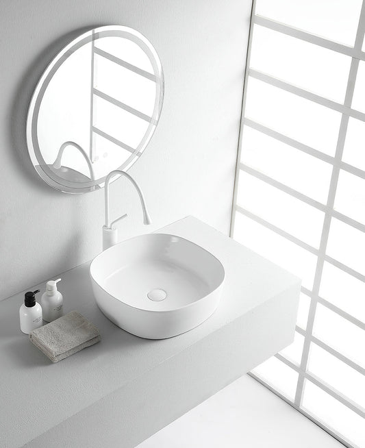 Sofia waskom rond 44 x 44 x 13,5 cm keramiek glans wit