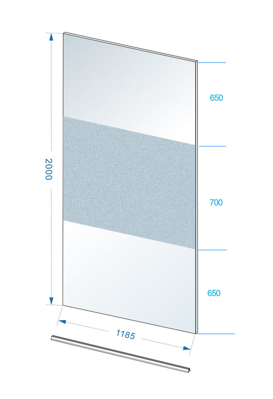 Schlanke Glasplatte 1200 x 2000 x 8 mm Nano-Klarglas mit Milchglas-Mittelband