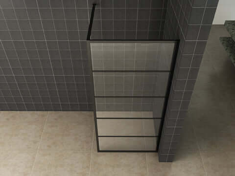 Horizon Walk-in-Dusche Wiesbaden 120X200 Cm mit Matt Schwarz Gitter und Nano Glas