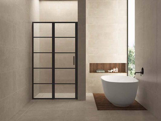 Horizon Nisdeur Wiesbaden mit festem Paneel 120x200 cm 8 mm Nano Matt Schwarz