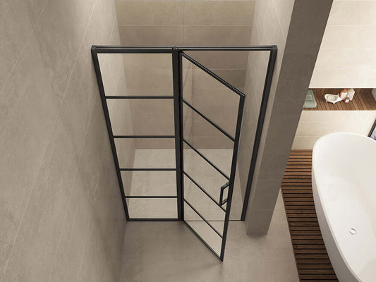 Horizon Nisdeur mit Festem Paneel 130x200 cm 8 mm Nano Matt Schwarz, Wiesbaden