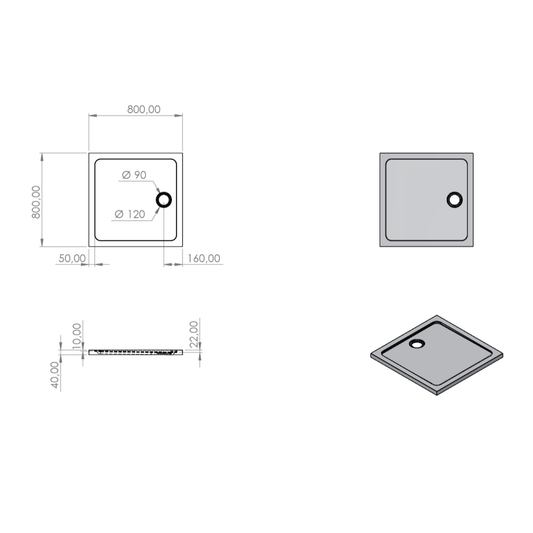 ALONI Vierkante Acryl Douchebak