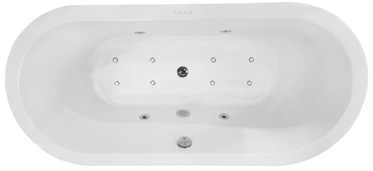 Libero Freistehende Whirlpoolbadewanne Wiesbaden 170x80x59 cm Inklusive Abfluss Weiß
