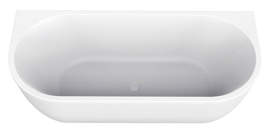 Zenn halbfreistehende Badewanne Wiesbaden 170X75 cm mit Ablauf in Weiß