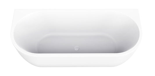 Zenn halbfreistehende Badewanne Wiesbaden 180X80 cm mit Ablauf in Weiß