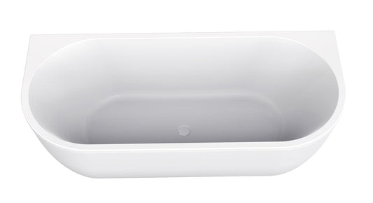 Zenn halbfreistehende Badewanne Wiesbaden 180x80 cm mit Ablauf matt weiß