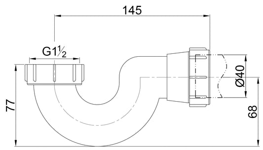Lola Losse Siphon Wiesbaden für freistehende Badewannen 11/2"