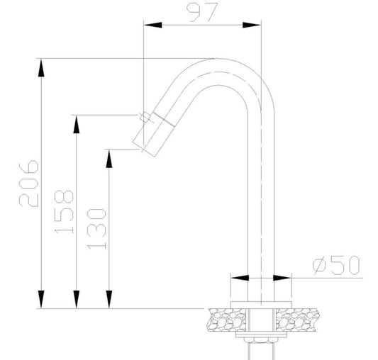 Metro Staande Toiletkraan Wiesbaden Rond 1/2 in Mat Zwart