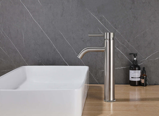 Cain Waschtischarmatur Hoch Wiesbaden mit Kaltstart in Edelstahl 304