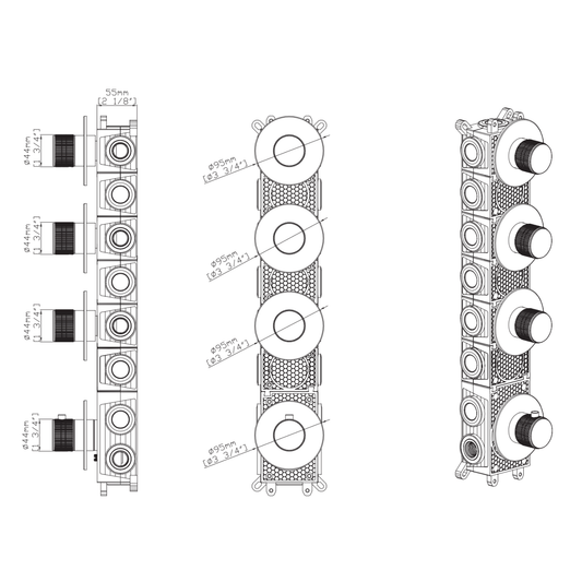 ALONI Stria afbouwdeel douchemengkraan – 3-weg – thermostatisch