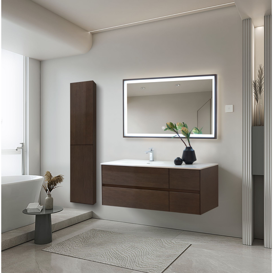 Wonda Square Slim wastafel – 1 wasbak links – kunstmarmer