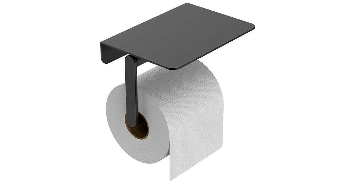 Alonzo Toiletrolhouder met Plank Mat Zwart Wiesbaden