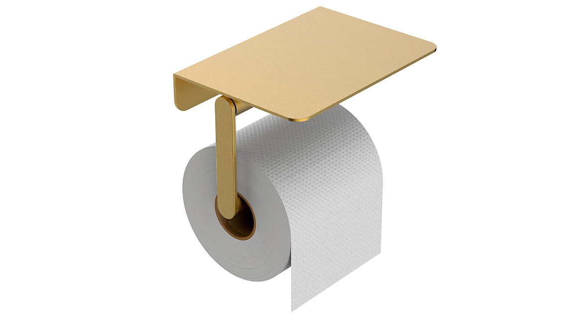 Alonzo Toiletrolhouder met Plank Geborsteld Messing Wiesbaden