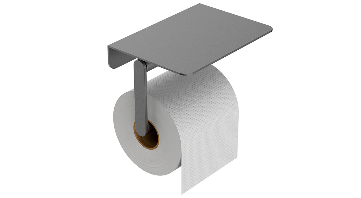 Alonzo Toiletrolhouder Wiesbaden met Plank in Gunmetal
