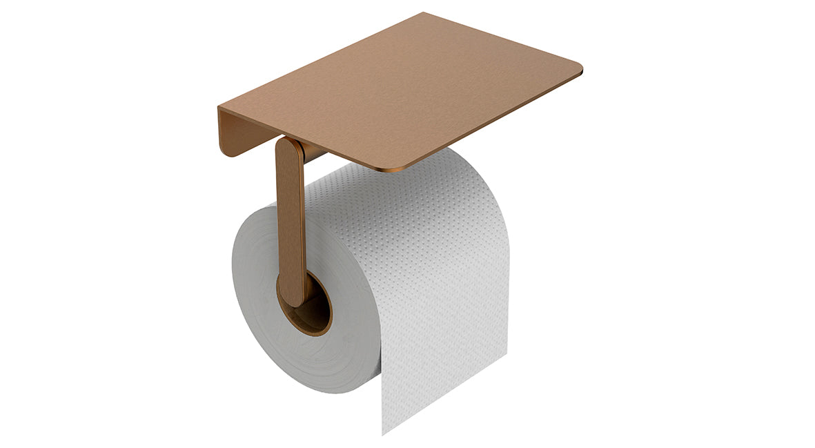 Alonzo Toiletrolhouder met Plank Geborsteld Brons Koper Wiesbaden
