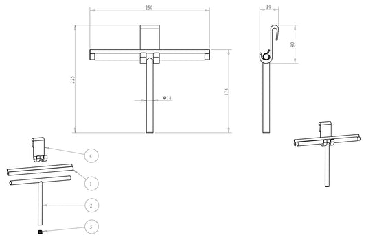 Alonzo Scheibenwischer Wiesbaden mit flexiblem Glas-Haken aus gebürstetem Edelstahl