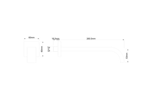 Vierkant 26,05 cm Matzwarte Einbauauslauf Wiesbaden