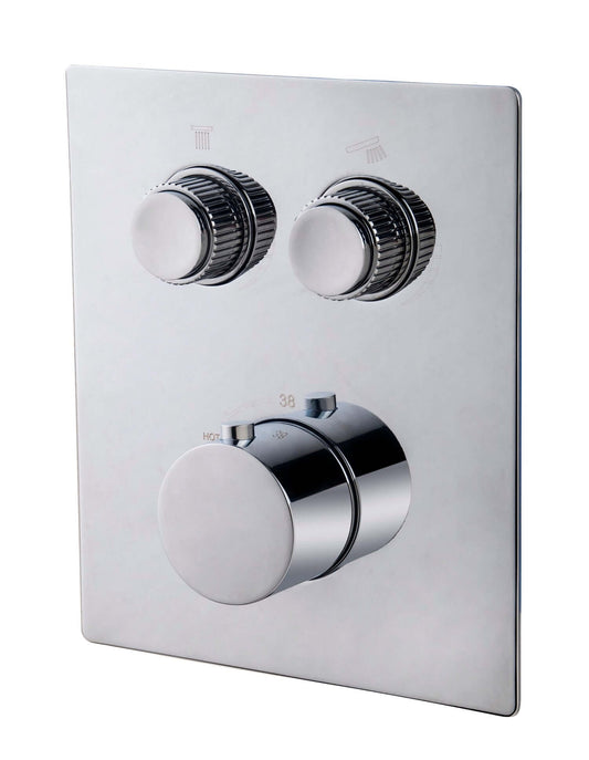 Caral Klik Pro 2-Wege Einbau-Thermostat Abdeckset Wiesbaden in Chrom