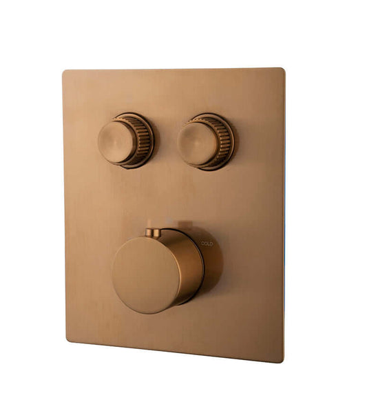 Afwerkingsset Einbau-Thermostat Wiesbaden Caral Klick Pro 2-Wege Gebürstetes Bronze Kupfer