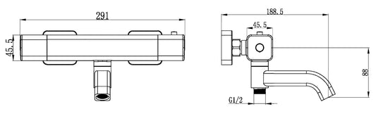 Regen Thermostatische Aufputz Badarmatur Wiesbaden in Matt Schwarz