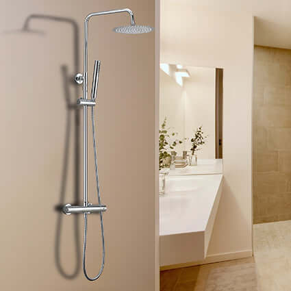 Caral-Eco Twenty Aufputz Regenduschset Wiesbaden mit Thermostatarmatur Chrombeschichtung