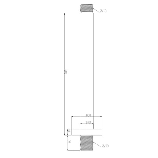 Caral Douchearm Wiesbaden met plafondbevestiging 20 cm in geborsteld staal