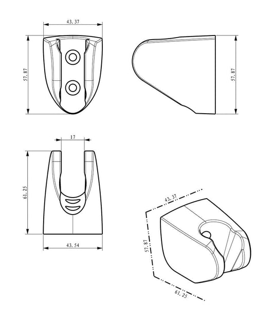 Caral Kunststoff Wandhandduschhalter Wiesbaden Matzwart