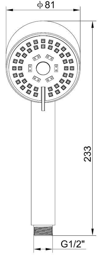 UniMatch Cadans handdoucheset met handdouche 3 standen Ø 8 cm, doucheslang en wandhouder kantelbaar