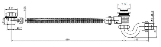 Badplugafvoer met overloop Wiesbaden