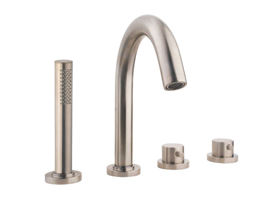 4-Loch thermostatische Badrandarmatur Wiesbaden in Edelstahl-Finish-Set