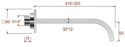 Quadratischer Einbauauslauf Wiesbaden 25Cm 1/2" in Edelstahl