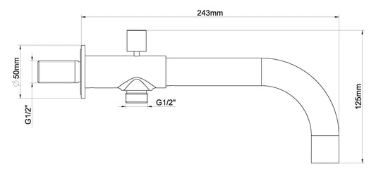 Eingebaute Badewannenauslauf Wiesbaden mit Umstellung 24 cm 1/2 Zoll gebürsteter Stahl