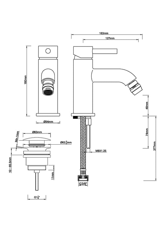 Cadence Bidetarmatur Wiesbaden Chrom Inkl. Klick auf Abfluss