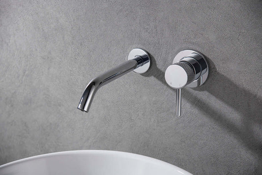 Ribbd Inbouw Eengreeps Wastafelmengkraan Wiesbaden met Chromen Afdekplaat voor moderne badkamerdesigns