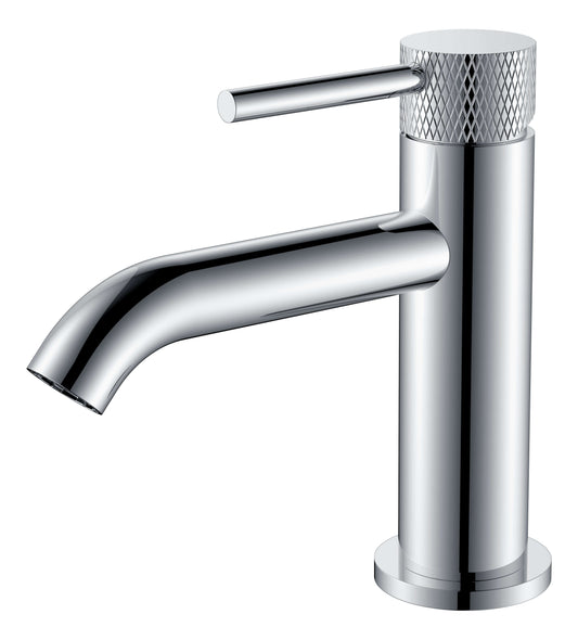 Gerippter 1/2" Gusseisenhahn Wiesbaden in gebürstetem Chrom