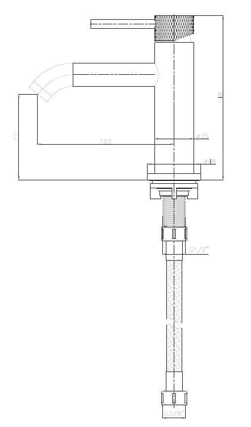 Gerippter 1/2" Gusseisenhahn Wiesbaden in gebürstetem Chrom
