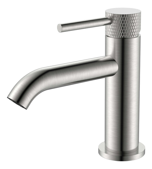 Gerippter 1/2" Gusseisenhahn Wiesbaden in gebürstetem Stahl