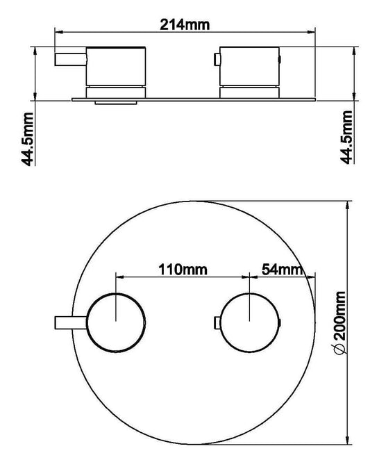 Caral Thermostat 2-Wege rundes Abdeckungselement Wiesbaden gebürstetes Messing Gold