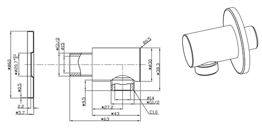 Luxus-Duschanschluss Wiesbaden Wandmontage in Bronze