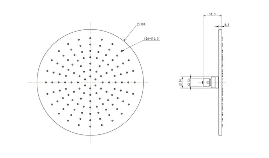 Luxus Kopfbrause Wiesbaden rund 30 cm in gebürstetem Messing Gold