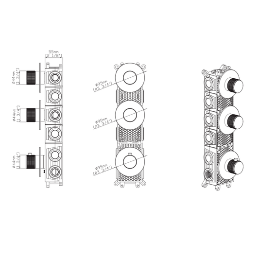 ALONI Stria afbouwdeel douchemengkraan – 2-weg – thermostatisch