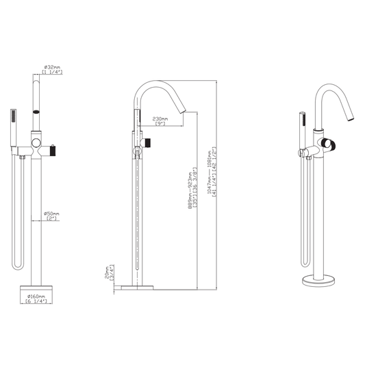 ALONI Stria badmengkraan – vrijstaand – thermostatisch