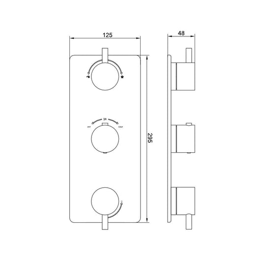 3-weg Afwerkingsset Douchethermostaat Wiesbaden Caral Mat Zwart