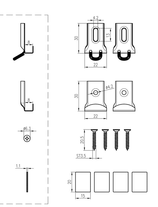 Ensemble de pinces universelles chromées pour miroir Wiesbaden